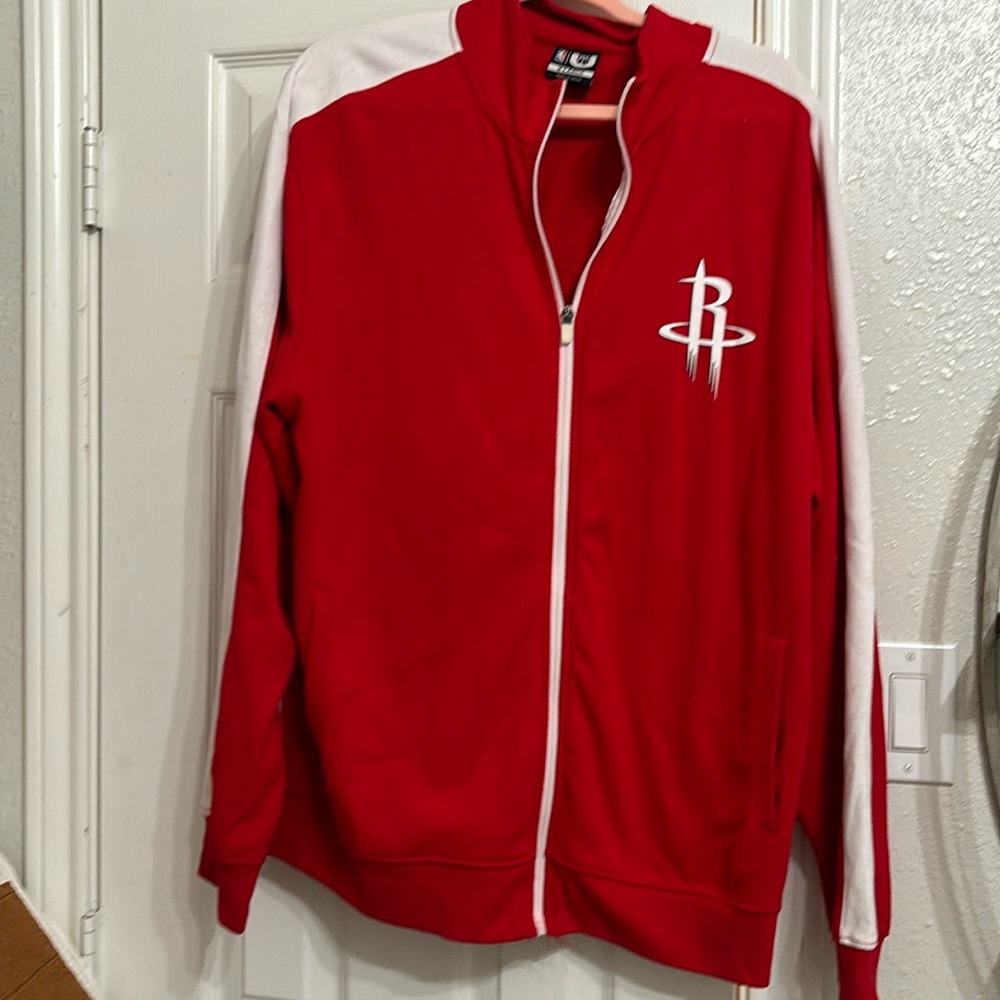 Red and White Houston Rockets Zipper Light Weight Jacket